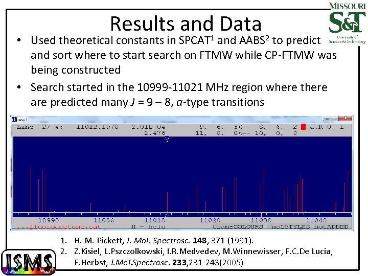 Results and Data • Used theoretical constants in SPCAT 1 and AABS 2 to