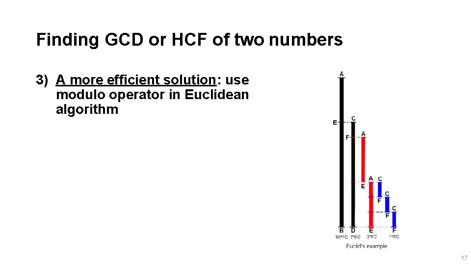 Finding GCD or HCF of two numbers 3) A more efficient solution: use modulo