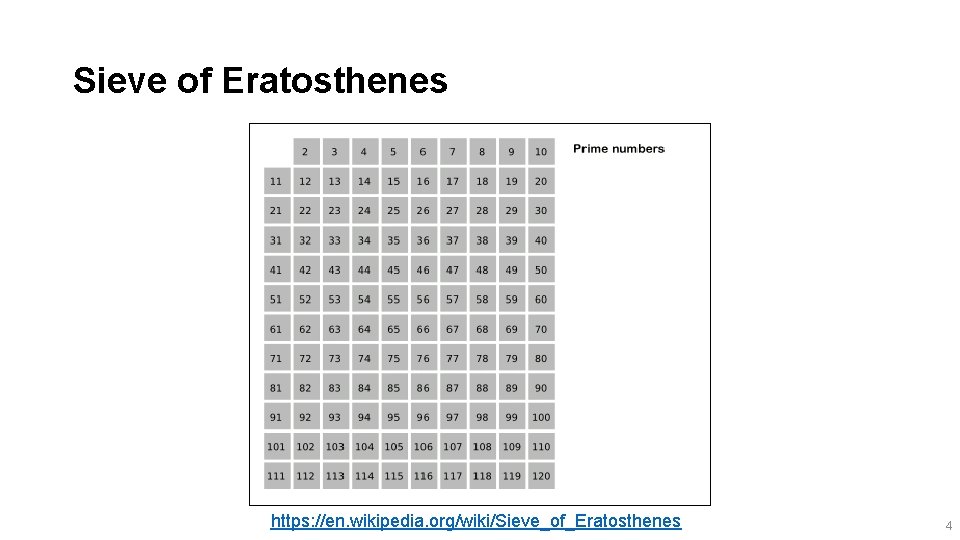 Sieve of Eratosthenes https: //en. wikipedia. org/wiki/Sieve_of_Eratosthenes 4 