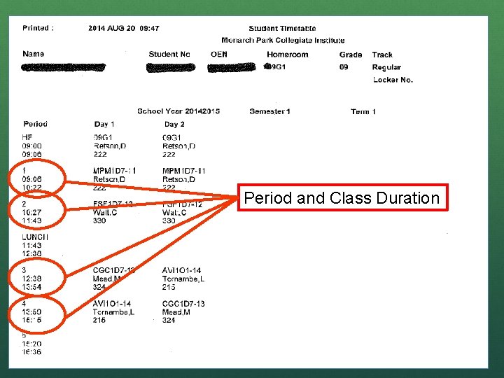 Period and Class Duration 