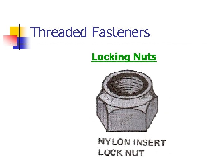 Threaded Fasteners Locking Nuts 