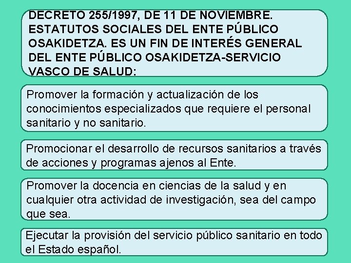 DECRETO 255/1997, DE 11 DE NOVIEMBRE. ESTATUTOS SOCIALES DEL ENTE PÚBLICO OSAKIDETZA. ES UN