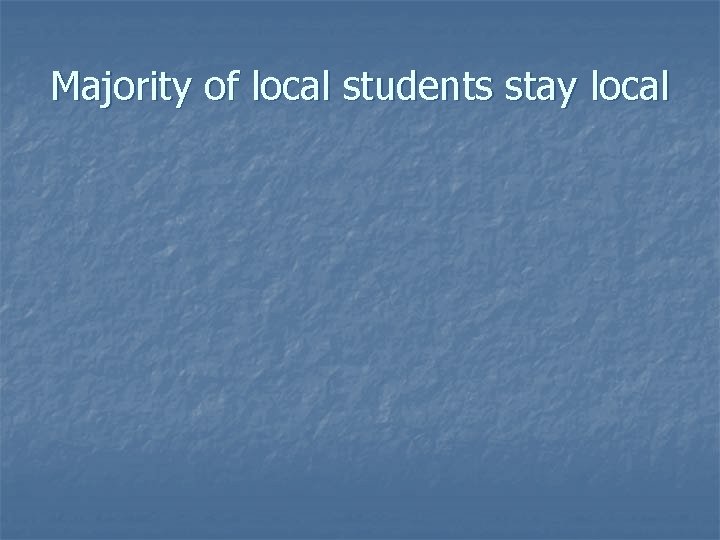 Majority of local students stay local 
