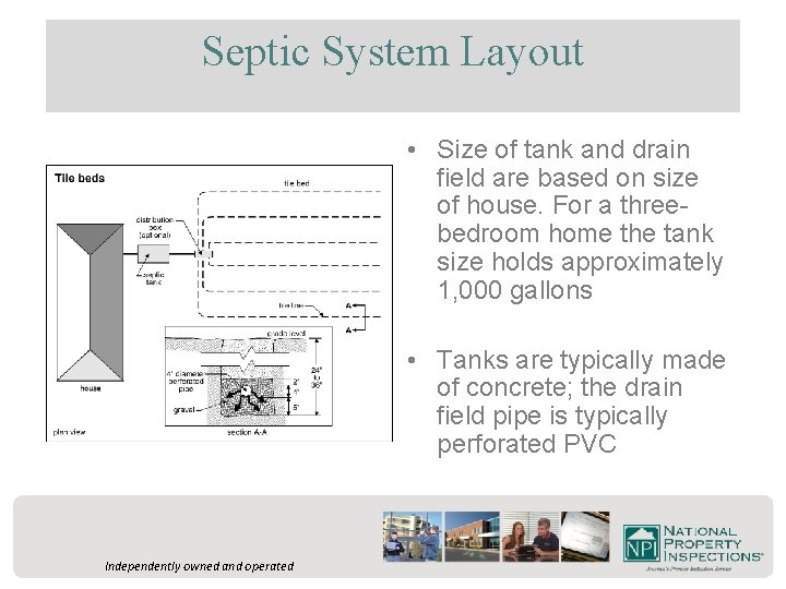 Septic System Layout • Size of tank and drain field are based on size