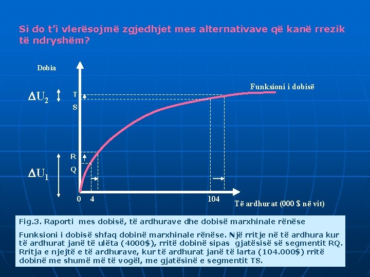 Si do t’i vlerësojmë zgjedhjet mes alternativave që kanë rrezik të ndryshëm? Dobia U