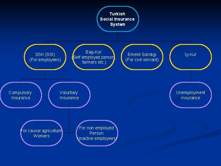 Turkish Social Insurance System SSK (SSI) (For employees) Compulsory Insurance Bag-Kur (Self employed person,