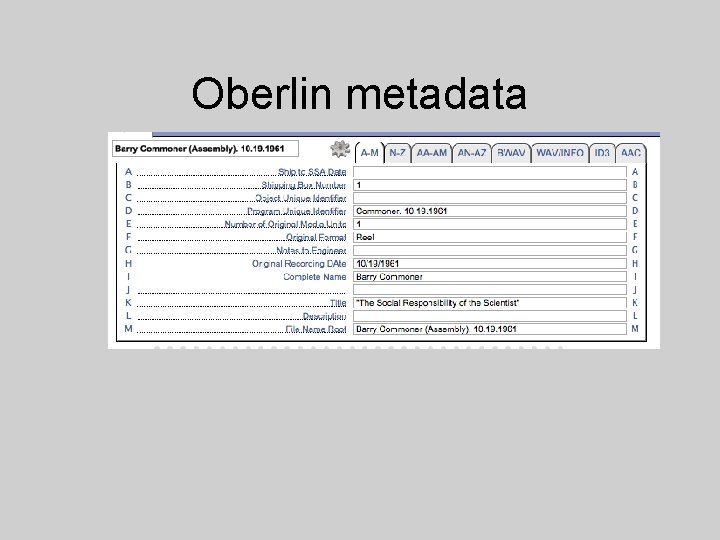 Oberlin metadata 