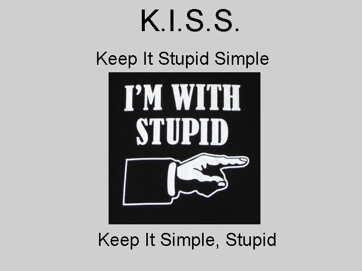K. I. S. S. Keep It Stupid Simple Keep It Simple, Stupid 