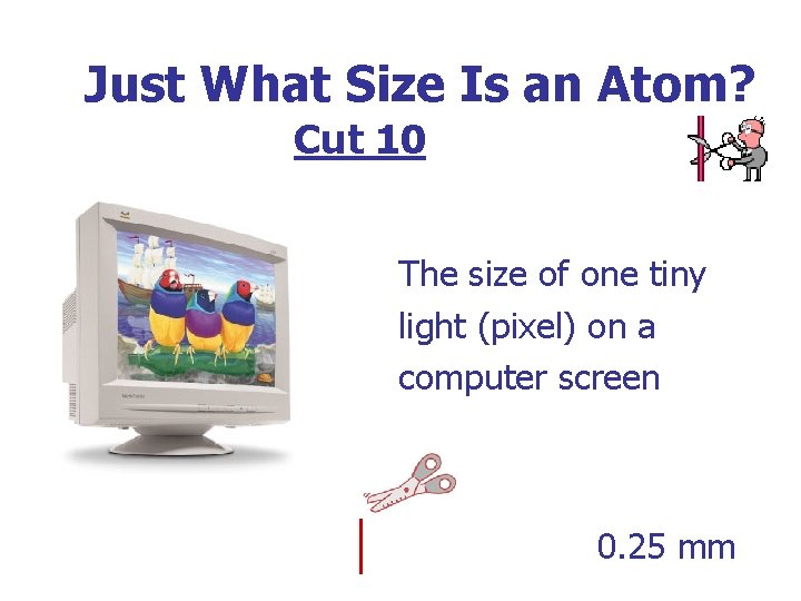 Just What Size Is an Atom? Cut 10 The size of one tiny light