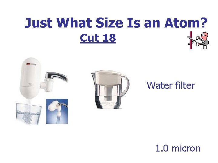 Just What Size Is an Atom? Cut 18 Water filter 1. 0 micron 