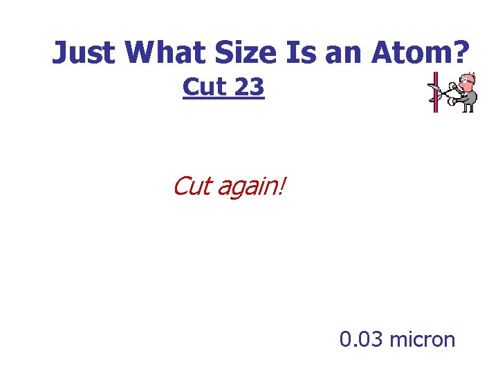 Just What Size Is an Atom? Cut 23 Cut again! 0. 03 micron 