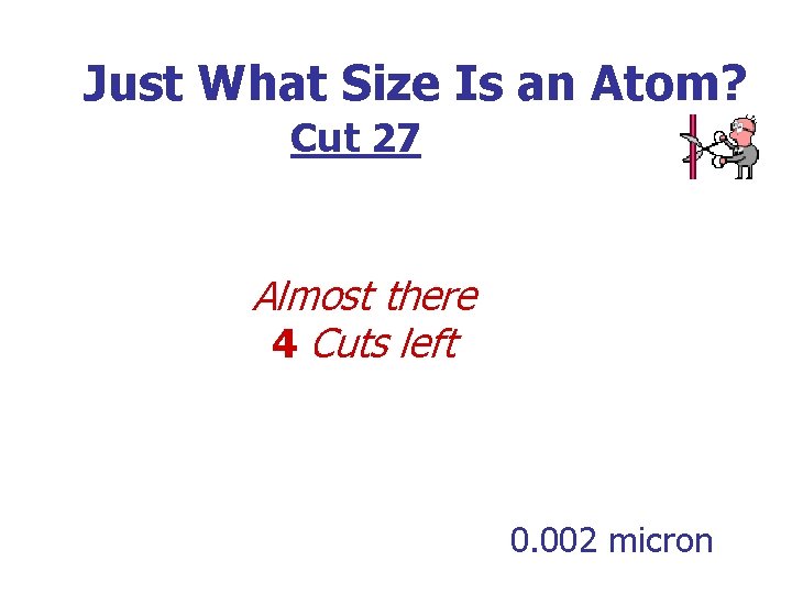 Just What Size Is an Atom? Cut 27 Almost there 4 Cuts left 0.