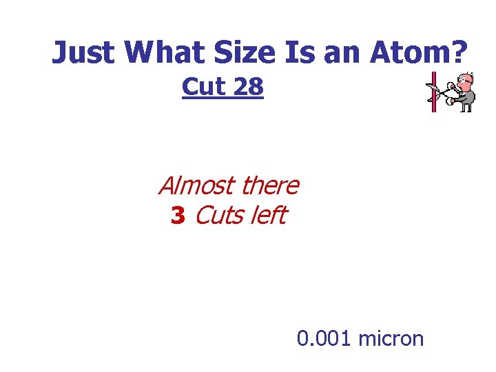 Just What Size Is an Atom? Cut 28 Almost there 3 Cuts left 0.