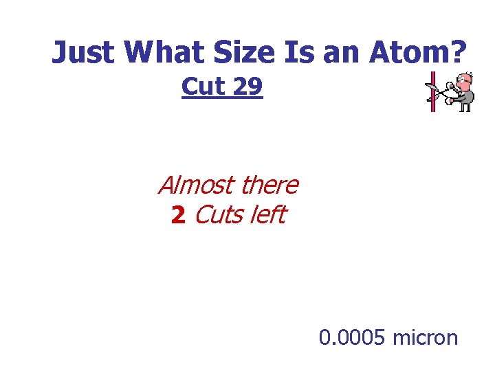 Just What Size Is an Atom? Cut 29 Almost there 2 Cuts left 0.