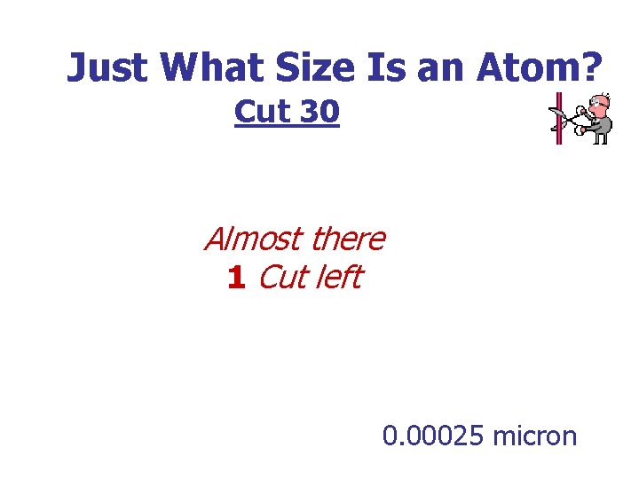 Just What Size Is an Atom? Cut 30 Almost there 1 Cut left 0.