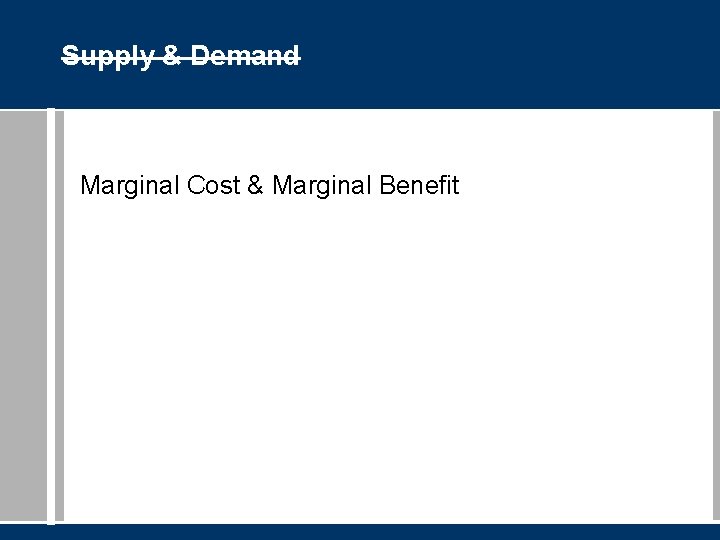 Supply & Demand Marginal Cost & Marginal Benefit 