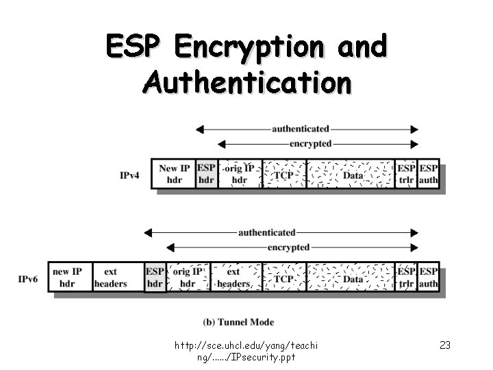 ESP Encryption and Authentication http: //sce. uhcl. edu/yang/teachi ng/. . . /IPsecurity. ppt 23