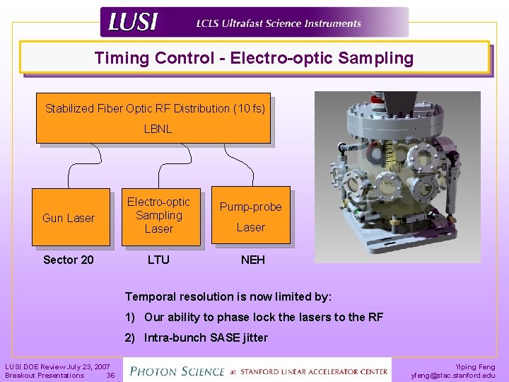 Timing Control - Electro-optic Sampling Stabilized Fiber Optic RF Distribution (10 fs) LBNL Gun