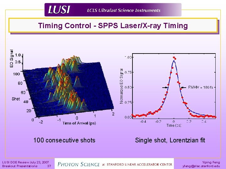 Timing Control - SPPS Laser/X-ray Timing 100 consecutive shots LUSI DOE Review July 23,