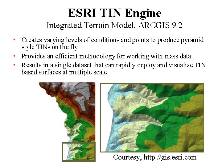 ESRI TIN Engine Integrated Terrain Model, ARCGIS 9. 2 • Creates varying levels of