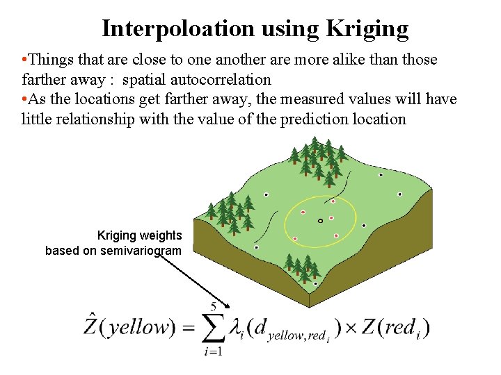 Interpoloation using Kriging • Things that are close to one another are more alike