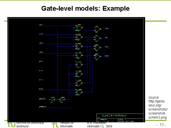 Gate-level models: Example source: http: //geda. seul. org/ screenshotschem 2. png technische universität dortmund