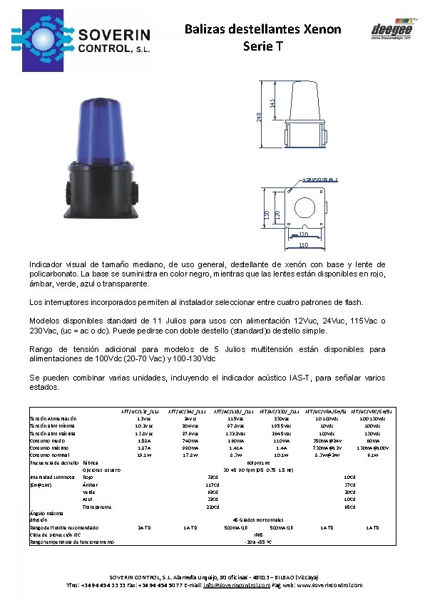 248 145 Balizas destellantes Xenon Strobe Beacons Serie T Series T 120 150 4