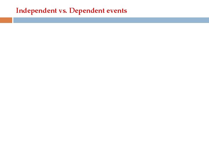 Independent vs. Dependent events 