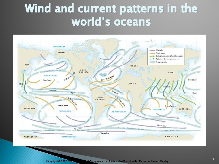 Wind and current patterns in the world’s oceans Copyright © 2007 The Mc. Graw-Hill