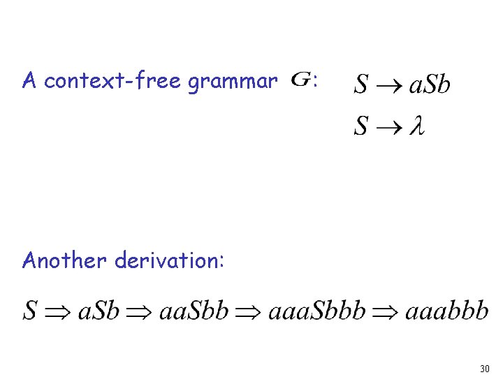 A context-free grammar : Another derivation: 30 