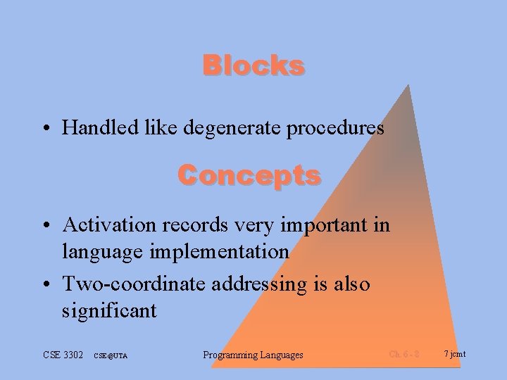 CSE 3302 Programming Languages notes notes Dr Carter