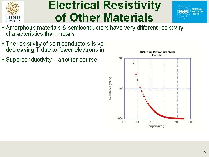 Electrical Resistivity of Other Materials § Amorphous materials & semiconductors have very different resistivity