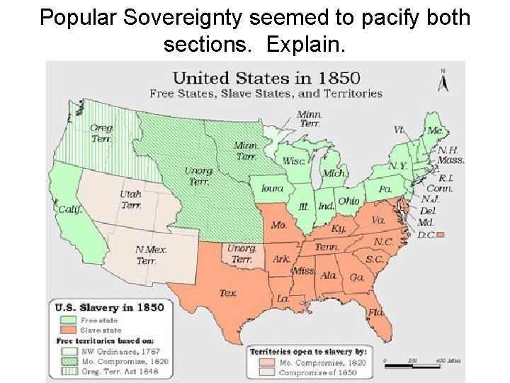 Popular Sovereignty seemed to pacify both sections. Explain. 