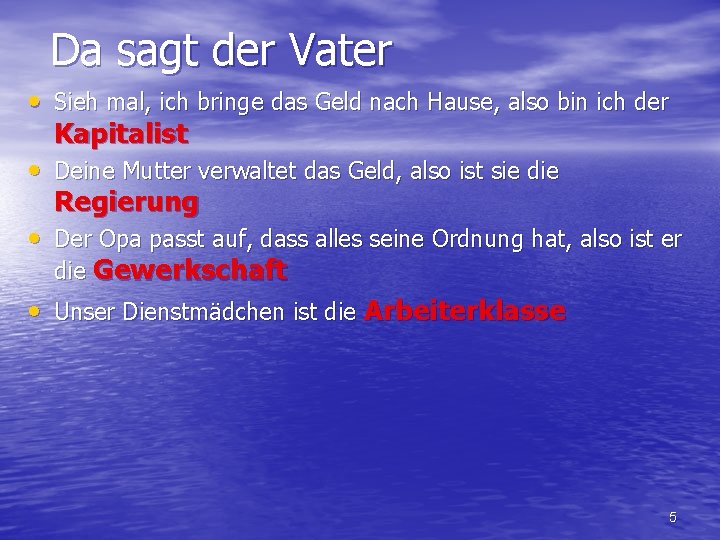 Da sagt der Vater • Sieh mal, ich bringe das Geld nach Hause, also