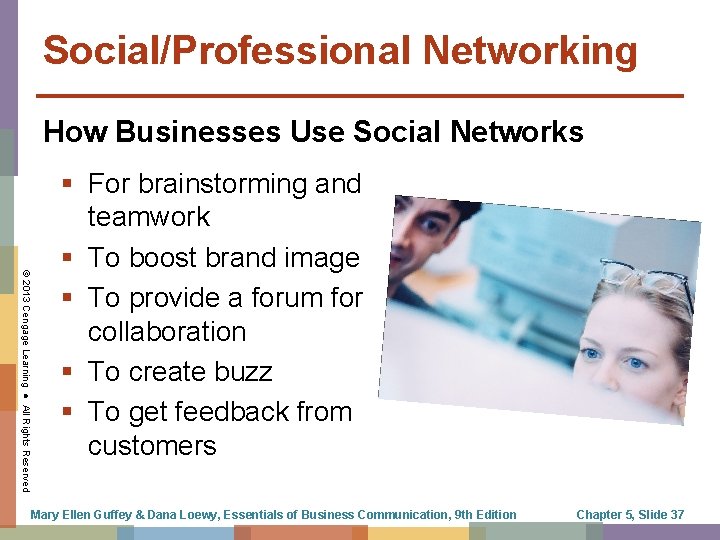 Social/Professional Networking How Businesses Use Social Networks © 2013 Cengage Learning ● All Rights