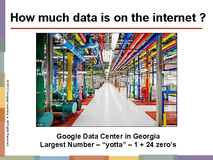 How much data is on the internet ? © 2013 Cengage Learning ● All