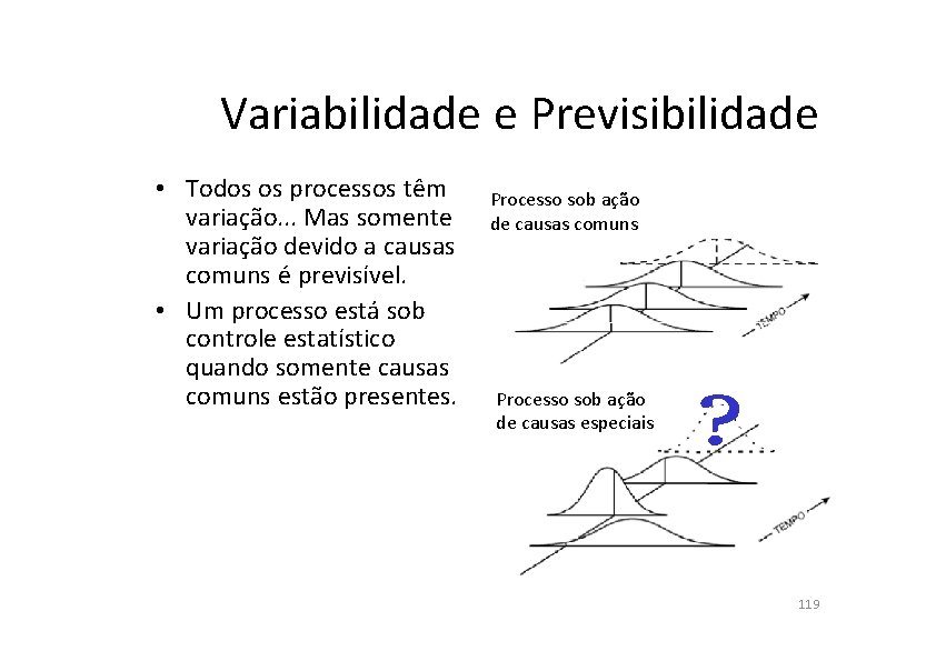 Variabilidade e Previsibilidade • Todos os processos têm variação. . . Mas somente variação