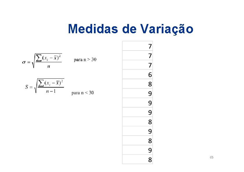 Medidas de Variação 65 