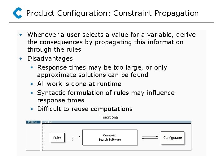 Product Configuration: Constraint Propagation • Whenever a user selects a value for a variable,