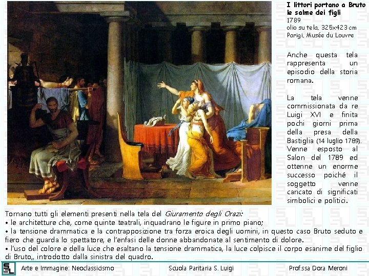 I littori portano a Bruto le salme dei figli 1789 olio su tela, 325