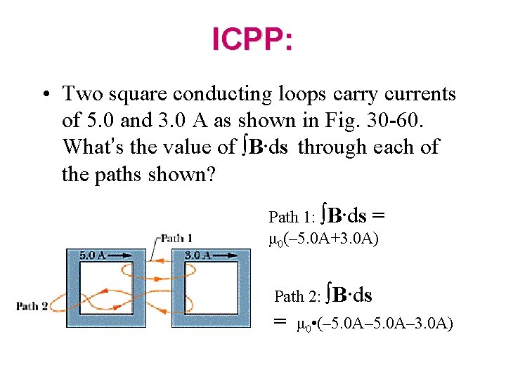 ICPP: • Two square conducting loops carry currents of 5. 0 and 3. 0