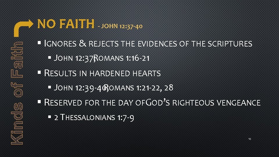 NO FAITH - JOHN 12: 37 -40 § IGNORES & REJECTS THE EVIDENCES OF