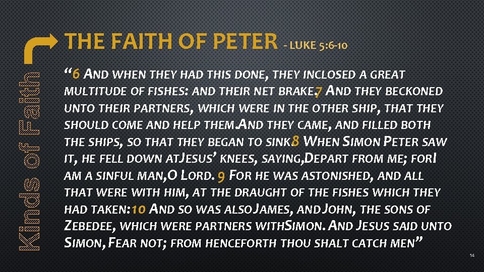 THE FAITH OF PETER - LUKE 5: 6 -10 “ 6 AND WHEN THEY