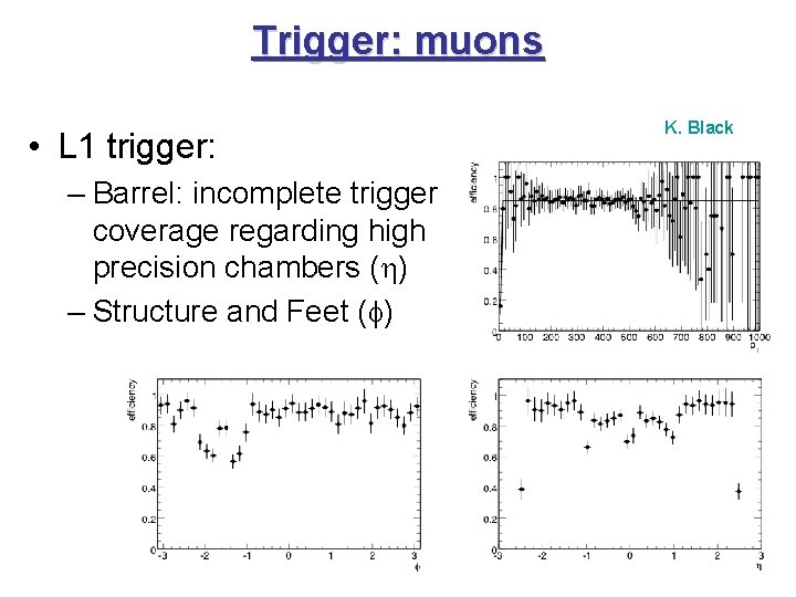 Trigger: muons • L 1 trigger: – Barrel: incomplete trigger coverage regarding high precision