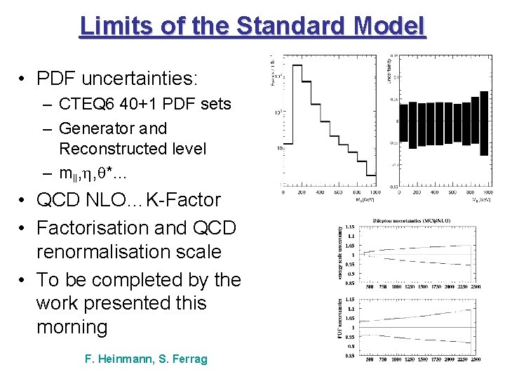 Limits of the Standard Model • PDF uncertainties: – CTEQ 6 40+1 PDF sets