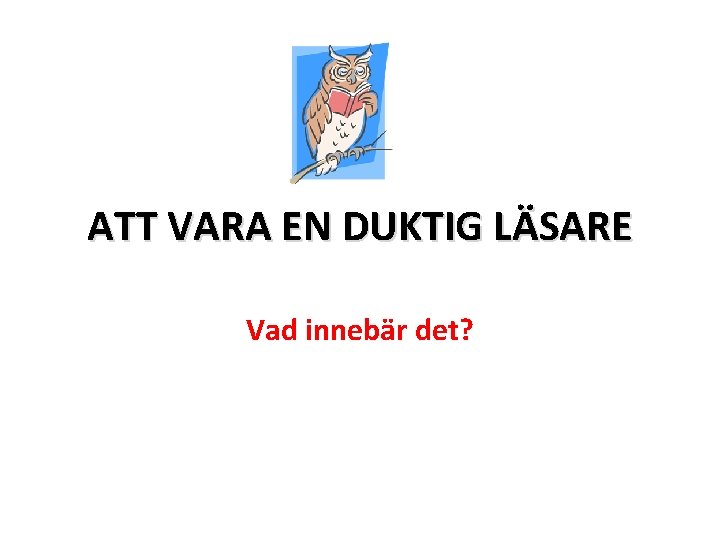 ATT VARA EN DUKTIG LÄSARE Vad innebär det? 