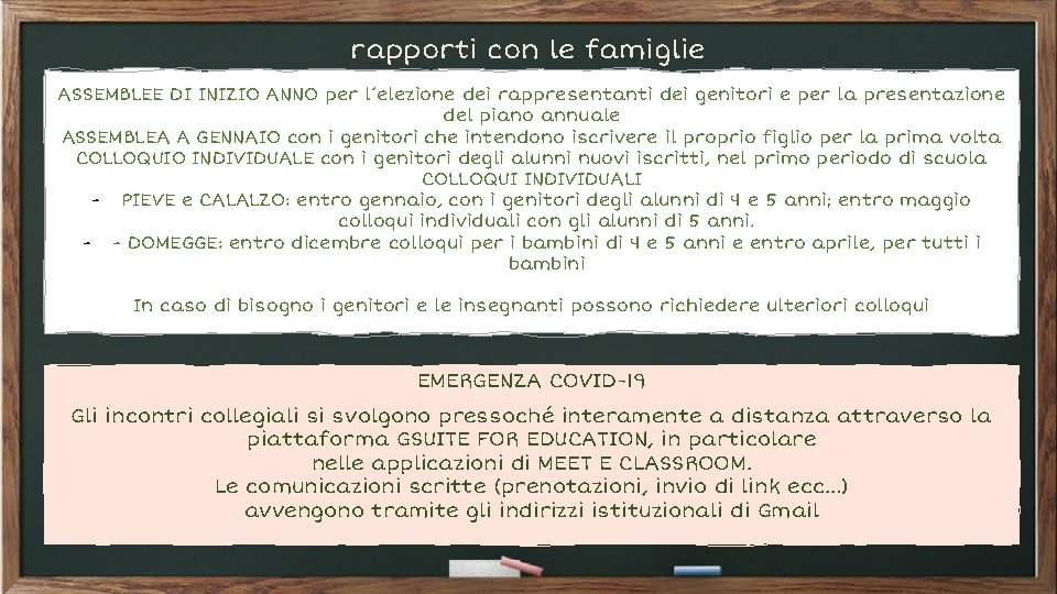 rapporti con le famiglie ASSEMBLEE DI INIZIO ANNO per l’elezione dei rappresentanti dei genitori