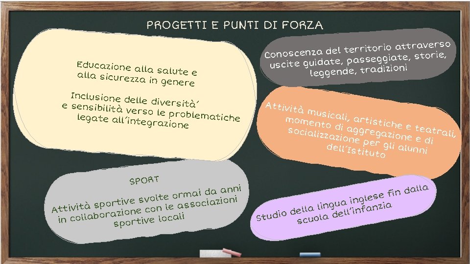 PROGETTI E PUNTI DI FORZA Educazione a lla salute e alla sicurezz a in