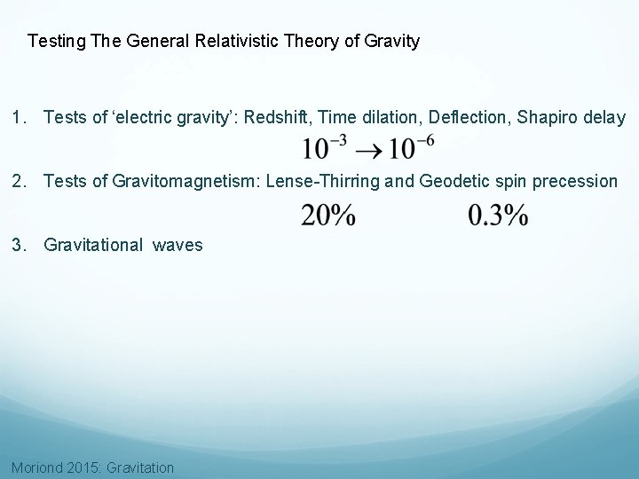 Testing The General Relativistic Theory of Gravity 1. Tests of ‘electric gravity’: Redshift, Time