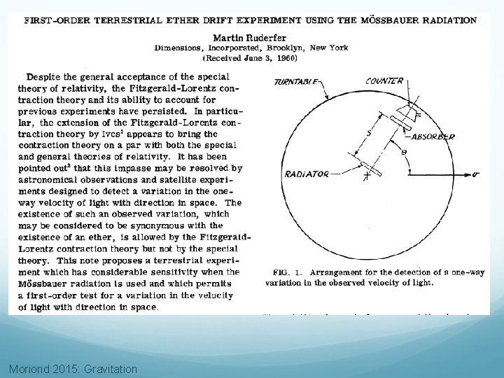 Moriond 2015: Gravitation 